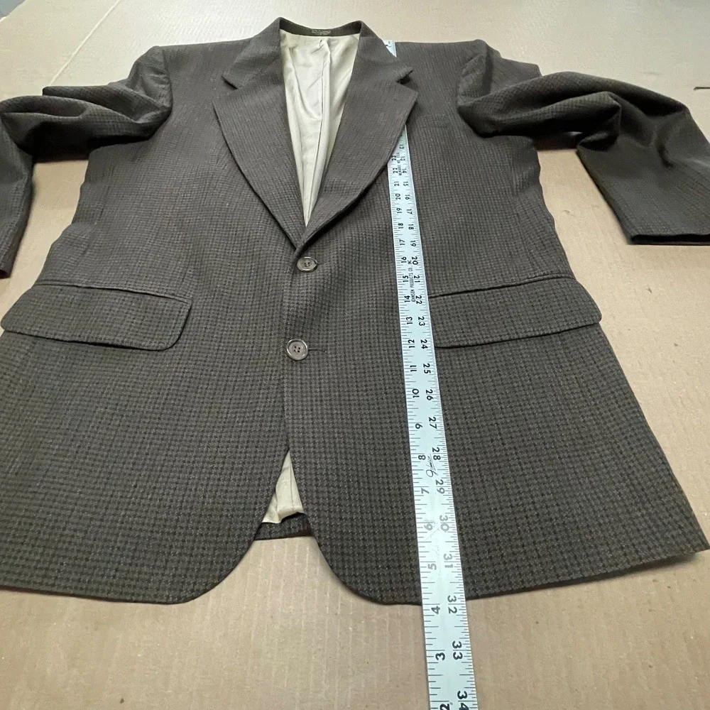 VTG Oscar‎ de la Renta Men's 42L Houndstooth Blazer 100% Wool Brown, Tan, Blue